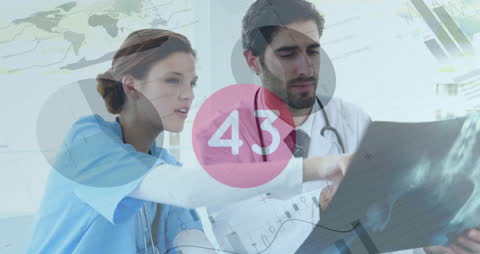 Healthcare Professionals Analyzing Data with Infographics