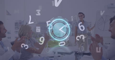 Animated Clock and Data Processing in Business Meeting Concept
