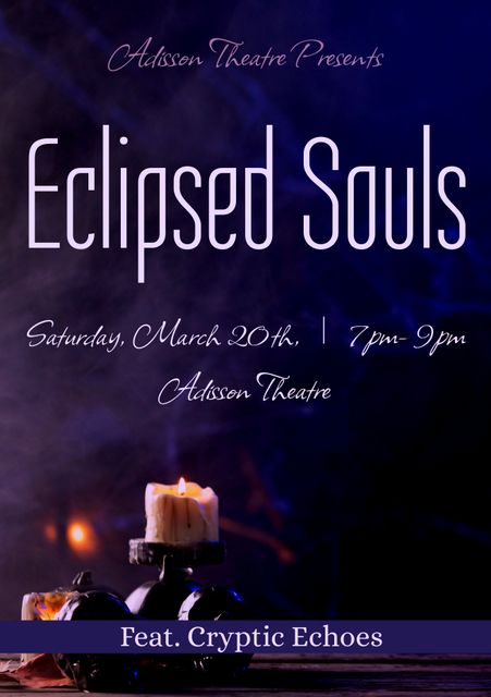 Eclipsed Souls Theatre Poster with Candlelit Ambiance and Mysterious Vibe - Download Free Stock Videos Pikwizard.com