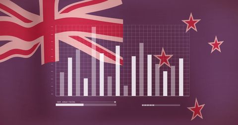 New zealand flag merged with data analytics