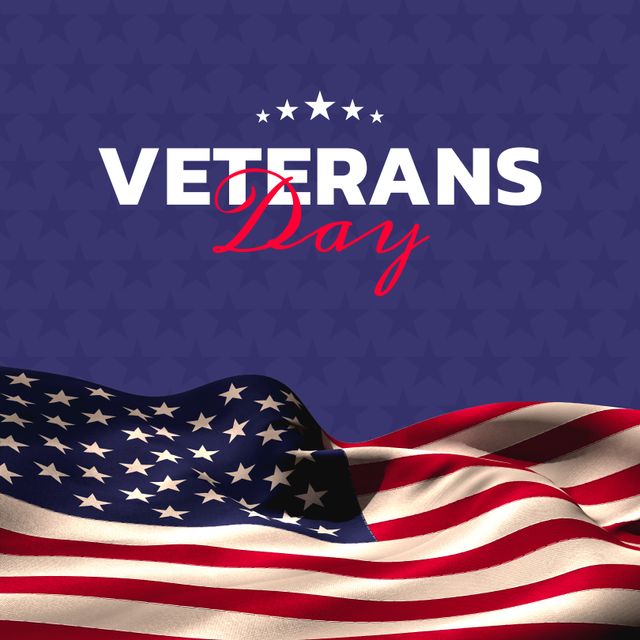 Veterans Day Tribute with Waving American Flag and Stars Background - Download Free Stock Templates Pikwizard.com