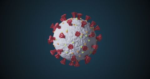 Macro View of Covid-19 Virus Cell on Blue Background