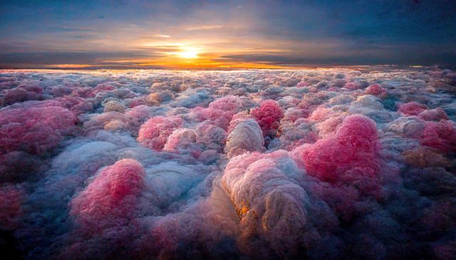 Cotton Candy Clouds at Sunset over Horizon - Download Free Stock Images Pikwizard.com