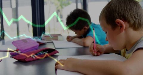 Children learning with interactive graphs in modern classroom