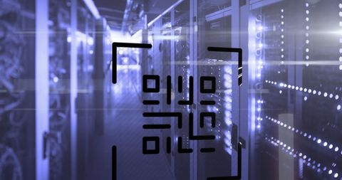 Glowing QR Code with Neon Elements in Data Center - Download Free Stock Images Pikwizard.com