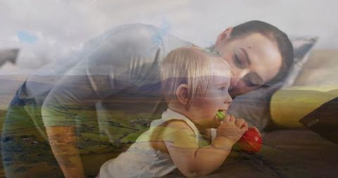 Mother and child bonding moment in comforting home environment