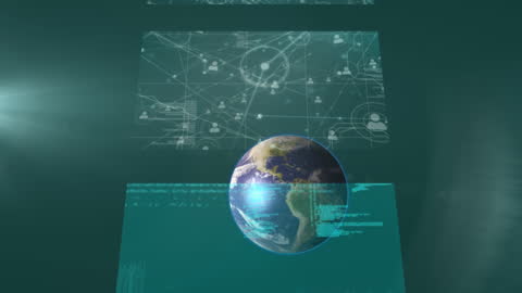 Digital Globe with Data Interfaces on Green Background