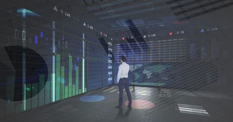 businessman analyzing financial charts in digital interface office - Download Free Stock Images Pikwizard.com