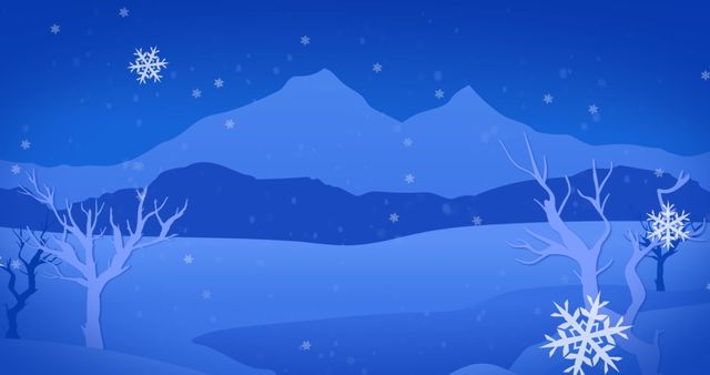 Scenic Winter Wonderland with Snowflakes and Mountains - Download Free Stock Images Pikwizard.com