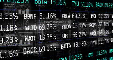 Digital Trading Board Hologram with Financial Data