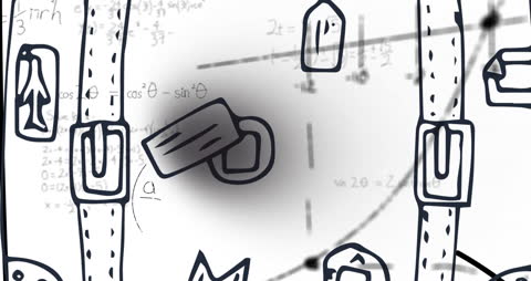 Animation of Mathematical Equations on White Background