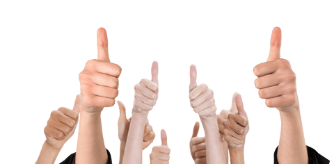 Diverse Hands with Thumbs Up on Transparent Background