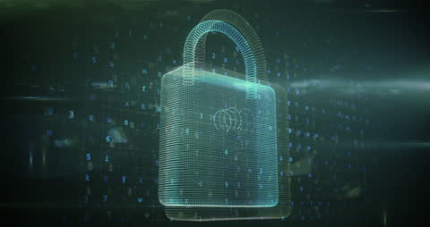 Digital Padlock Symbolizing Cyber Security in Virtual Environment