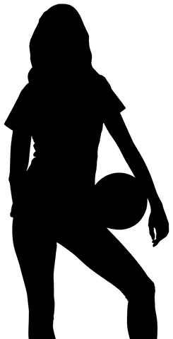 Silhouette of woman playing with ball on transparent background