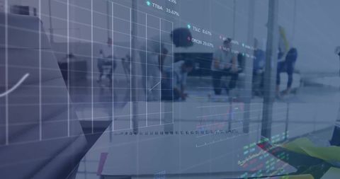 Financial Data Overlay with Business People in Modern Office - Download Free Stock Images Pikwizard.com