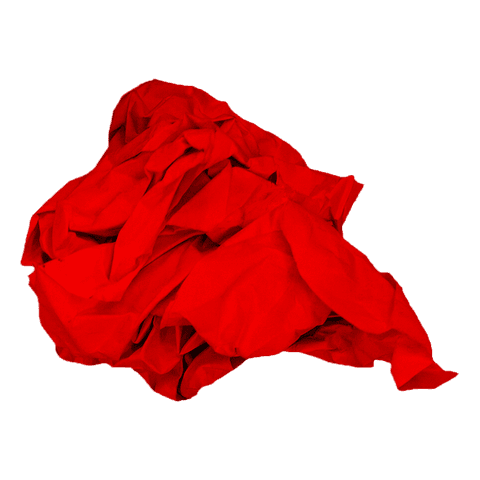 Crumpled red paper in transparent format for creative use
