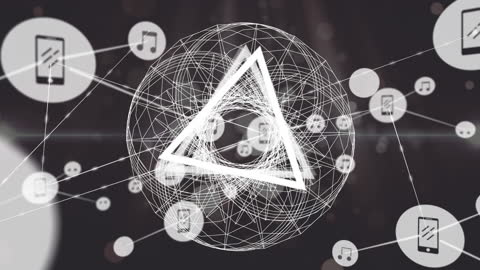 Abstract Digital Network with Geometric Shapes