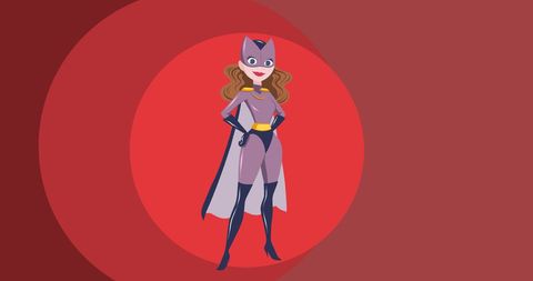 Confident Female Superhero on Vibrant Red Background - Download Free Stock Images Pikwizard.com