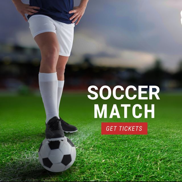 Great for advertisements promoting upcoming soccer matches or ticket sales. Suitable for use in flyers, online banners, announcement messages, promotional campaigns for sports events, and social media posts to attract sports enthusiasts.