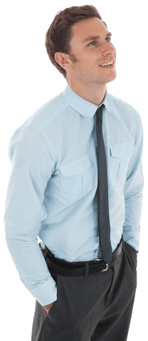 Confident Businessman in Formal Attire with Hands in Pockets, Transparent Background