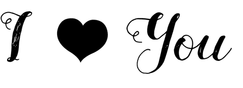 Romantic i love you text with heart on transparent background