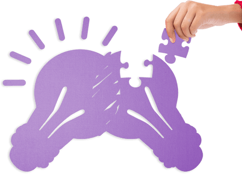 hand placing puzzle piece for transparent purple lightbulb illustration - Download Free Stock Videos Pikwizard.com