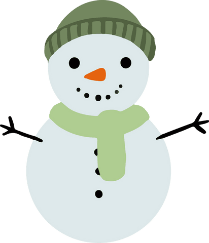 Cute cartoon snowman on transparent background