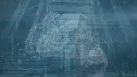 Technology Concept with Virtual Reality and Digital Interfaces