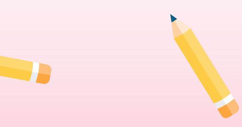 Floating Yellow Pencils on Pink Gradient Background