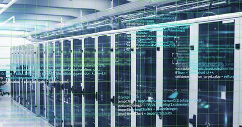 Digital Code Overlay on Modern Data Center - Download Free Stock Images Pikwizard.com
