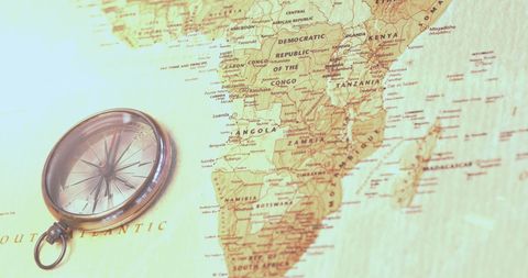 Vintage Compass on Map Focused on African Continent - Download Free Stock Images Pikwizard.com