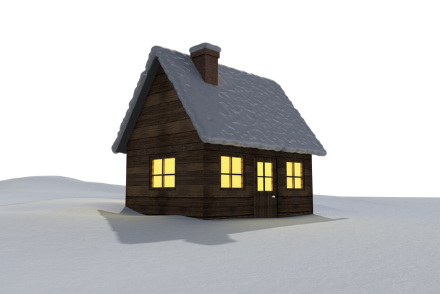 Isolated Snow Covered House at Night on Transparent Background - Download Free Stock Videos Pikwizard.com