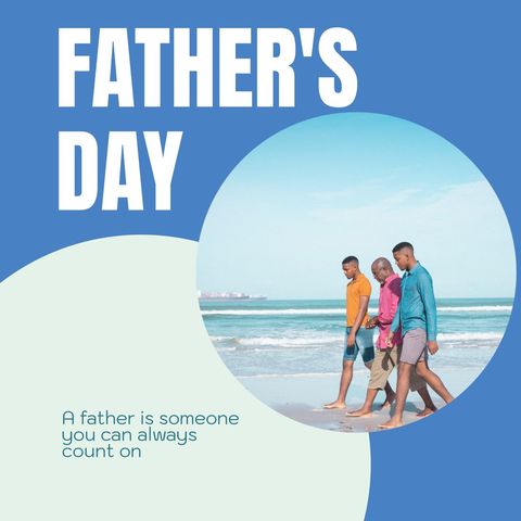 Father and Sons Celebrating Father's Day at Beach - Download Free Stock Templates Pikwizard.com