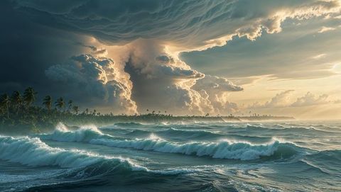 Epic Storm Clouds Threatening Coastal Paradise at Dusk - Download Free Stock Images Pikwizard.com
