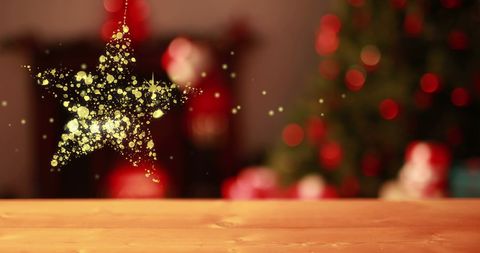 Golden Star Floating Over Red Christmas Backdrop - Download Free Stock Images Pikwizard.com