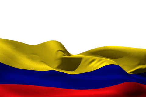 Colombian Flag Waving on Transparent Background