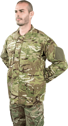 Biracial Male Soldier in Uniform on Transparent Background