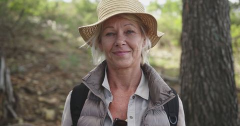 Senior Woman Enjoying Outdoor Forest Adventure - Download Free Stock Images Pikwizard.com