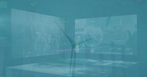 Sustainable Energy Double Exposure with Graphs and Globes