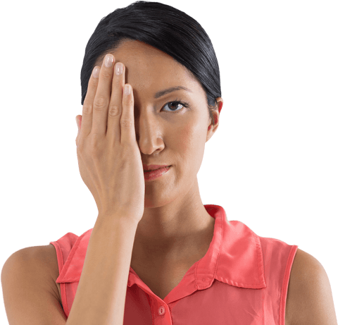 woman covering one eye partially transparent png - Download Free Stock Videos Pikwizard.com