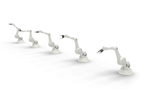 Transparent Use of Futuristic Robot Arms Aligned in Sequence - Download Free Stock Videos Pikwizard.com