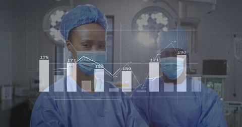 Surgeons Analyzing Medical Data in Operating Room with Graph Overlay