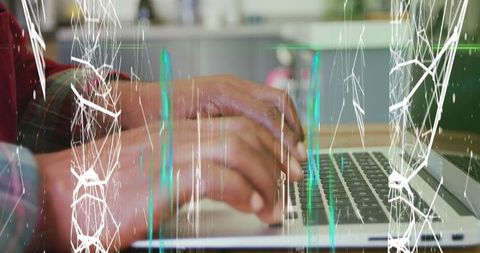 Connectivity Concepts with Hands Typing on Laptop Overlay