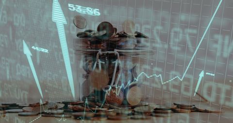 Digital Finance Transformation with Coin Jar and Graphs - Download Free Stock Images Pikwizard.com