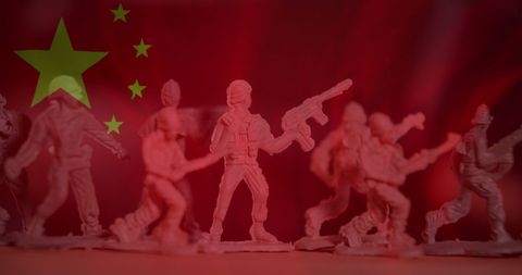 China Flag Background with Toy Soldiers Display - Download Free Stock Images Pikwizard.com