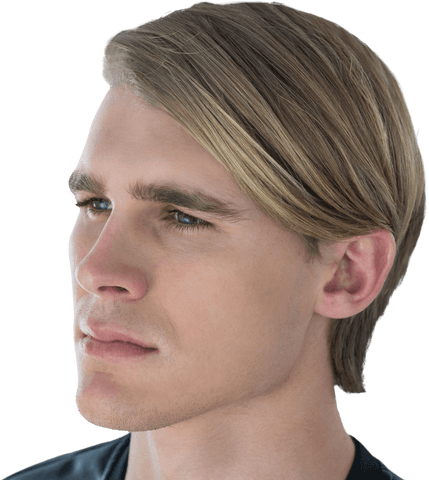 Contemplative Young Man with Blonde Hair Transparent Background