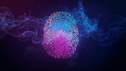 Pulsating Neon Fingerprint in Futuristic Cyberspace Animation