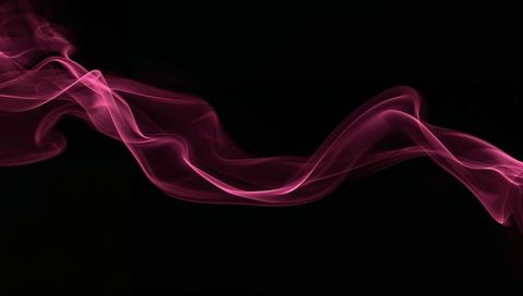 Flowing Magenta Smoke Ribbon Creating Elegant Abstract Wave on Dark Background, Translucent Glow