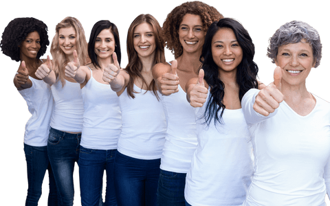 Transparent Smiling Women Giving Thumbs Up