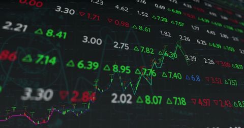 Financial data display on digital screen representing market trends
